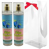 Bath & Body Works BLUE RASPBERRY BURST Fine Fragrance Mist Gift Set with a Red Bow for Holidays 8 fl oz - Pack of 2