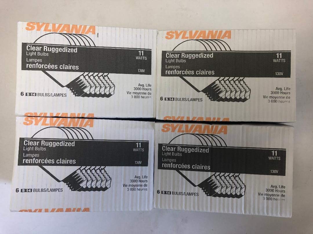 Photo 1 of SYLVANIA 24 Pieces 17450 11S14 130V Standard Screw Base Clear Scoreboard Sign Light Bulb 11 Watt 3000 Hours