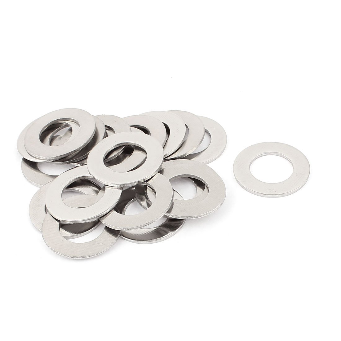 Sourcingmap 20pcs 304 Stainless Steel M20 Thin Plain Flat Washer Silver Tone