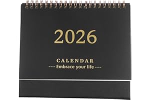 SHINEOFI 2026 Calendar: Small Desk Calendar, Jul. 2025-dec. 2026, 18 Months Standing Flip Planner for Home Office, Black