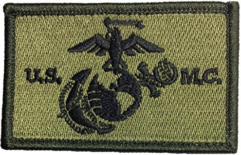 USMC United States Marine Corps EGA Eagle Globe Anchor Tactical Morale Embroidered Applique Hook & Loop Touch Fastener Patch - OD Olive Drab (TACT-USMC-00OD)