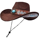 IFSUN Western Cowboy Hat for Women & Men Leather Cowgirl Hat Wide Brim with Belt Buckle
