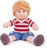 Bigjigs Toys Harry Doll - Small Ragdoll 28cm Denim Shorts Curly Hair view 3