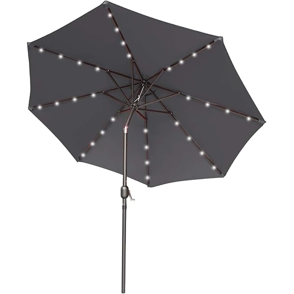 Amazon Com Best Choice Products 10ft Solar Powered Aluminum Polyester Led Lighted Patio Umbrella W Tilt Adjustment And Fade Resistant Fabric Gray Garden Outdoor