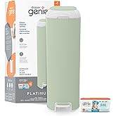 Diaper Genie Platinum Diaper Pail, Sage Green - Made in Durable Stainless Steel and Includes 1 Easy Roll Refill with 18 Bags