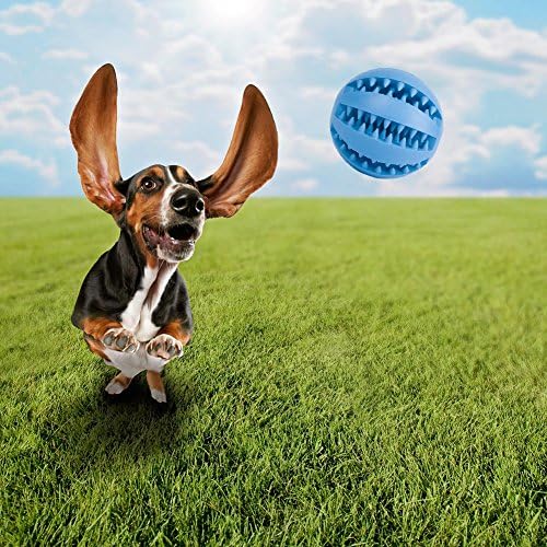 Pet Dog Smarter Ball, Leakage Food Treat Ball Elastic Ball Dog Toys, Tooth Cleaning Dog Chew Toys-Durable Nontoxic, Nature Rubber Ball Educational Toys Size 2.8’’ (Blue)