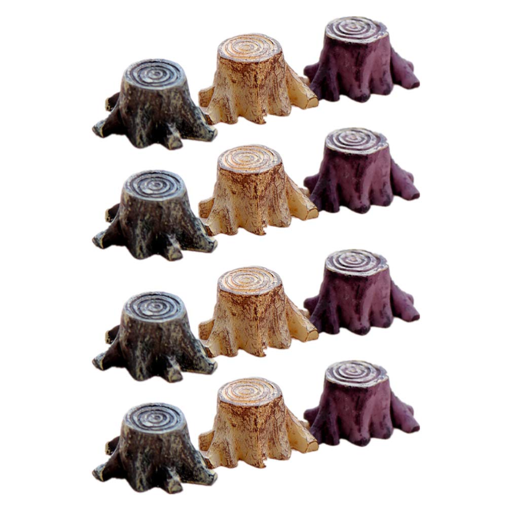 Photo 1 of 12Pcs Miniature Tree Stump Decorations for Fairy Gardens Resin Micro Landscape Accessories for Home Decor and DIY Projects (Assorted Colors)