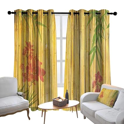 Amazon Com Lewis Coleridge Blackout Curtains Bamboo Lotus Flower
