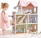 Giant bean Wooden Dolls House 2.6ft Elevator Light 22 pcs Furnishings 3 Dolls view 1