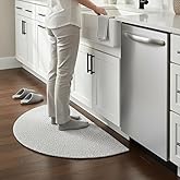 Gray & White Braided Half-Circle Rug 20” x 40” – Reversible Cotton Half-Moon Mat for Kitchen Sink, Entryway, Front Door, Mudr