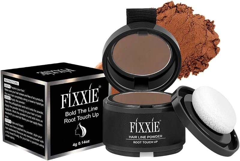 FIXXIE Hairline Powder Root Touch Up Medium Brown with Mirror Puff