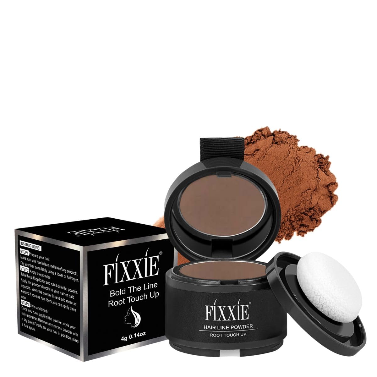 Hairline Powder, Root Touch Up Hair Powder, Instant Hair Loss Concealer for Thinning Hair, Windproof & Sweatproof Root Cover Up with Mirror and Puff (Medium Brown)