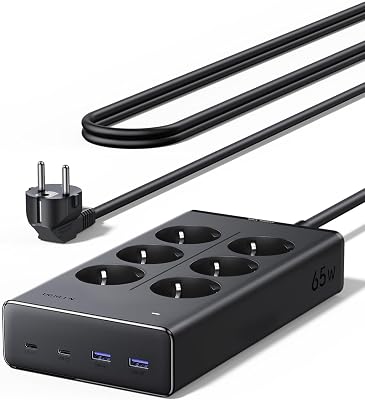 10 EN 1 Regleta Enchufe PD 65W USB C Multiple 6 Tomas AC 3680W 16A