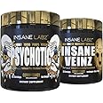 Insane Labz Psychotic Gold and Insane Veinz Gold Pre Workout Nitric Oxide Booster Stack, Increase Muscle Mass, Vascularity, Strength, Energy, Focus, Gummy Candy