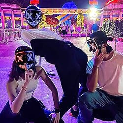 DAIKOYE Halloween Purge Mask LED Light up Mask