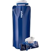 Vapur Collapsible Water Bottle with Carabiner - 34oz (1L) - Admiral Blue | Flexible and Lightweight Water Bottle for Travel, Concert, Hiking &amp; Outdoor Adventures - BPA-Free, Dishwasher-Safe, Freezable
