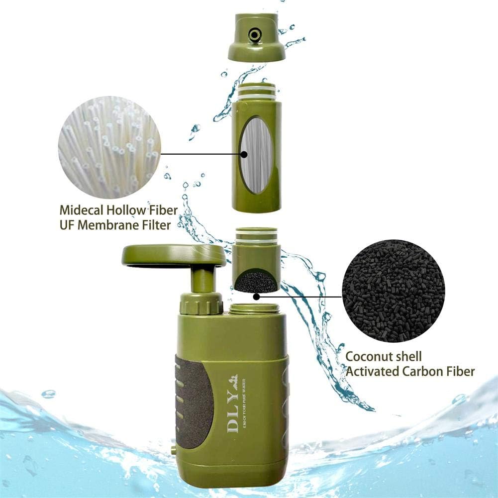 DLY Water Filter Pump Water Purifier for Camping, Hiking - 0.01 Micron Emergency Backpacking Water Filter for Hiking with 4-Stage Filter Pump : Sports & Outdoors