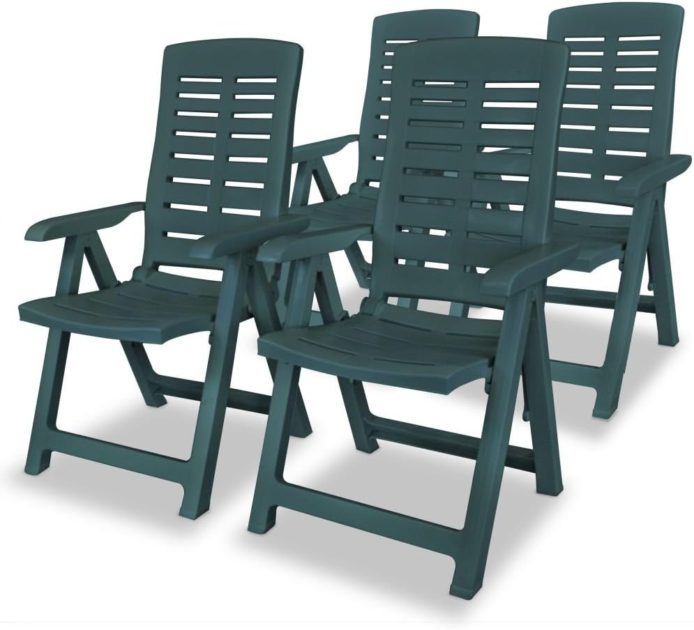 Set of 4 Garden Reclining Chairs and Plastic Pool 60 x 61 x 108 cm Green