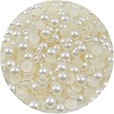 Mulutoo 600PCS 10mm Round Half Pearls for Crafts Jewelry Scrapbooking, Nail Art Decoration (Ivory White)