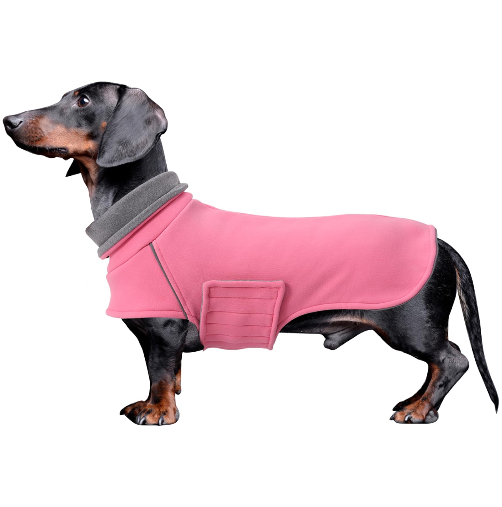 Geyecete Warm Thermal Quilted Dachshund Coat,Double sided wear Dog Winter Coat with adjustable high collar,Outdoor Dog Apparel for Small,Medium,Large Dog-Pink-M