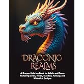Draconic Realms: A Dragon Coloring Book for Adults and Teens Featuring Celtic, Norse, Mandala, Fantasy, and Whimsical Designs