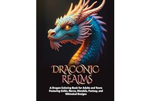 Draconic Realms: A Dragon Coloring Book for Adults and Teens Featuring Celtic, Norse, Mandala, Fantasy, and Whimsical Designs