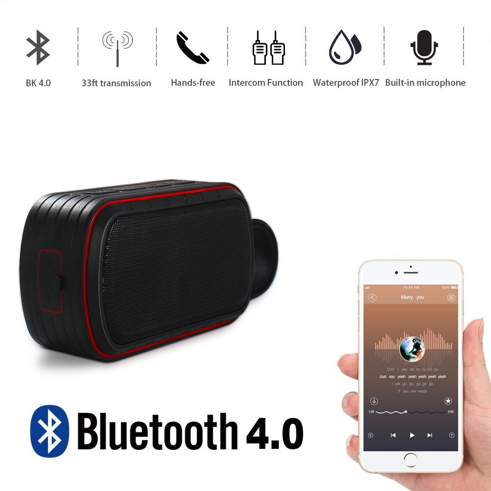 IPX6 Waterproof Bluetooth Speaker with Walkie Talkie, Three Channels Walkie-Talkie Function for Camping Hiking Hunting Travelling Communication Waterproof Bluetooth Speaker (2pcs Pack)