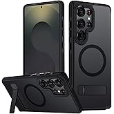 Mondelete for Samsung Galaxy S25 Ultra Case, [Compatible with MagSafe], Adjustable Kickstand,Military Grade Drop Tested, Translucent Matte Phone Case for Galaxy S25 Ultra Case (Black)