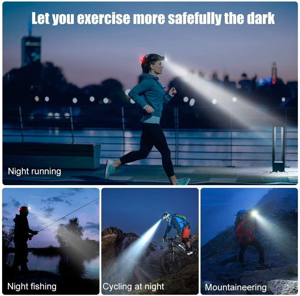 Headlamp Flashlight, USB Rechargeable Led Head Lamp, IPX4 Waterproof T004 Headlight with 4 Modes and Adjustable Headband, Perfect for Camping, Hiking, Outdoors, Hunting - - 