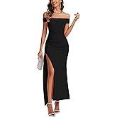 OULESIS Off The Shoulder Wedding Guest Dress Bodycon High Split Formal Dress Cocktail Party Prom Long Dresses