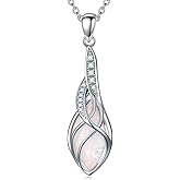 PEIMKO Opal Necklace Sterling Silver White Opal Teardrop Waterdrop Pear Shape Opal Pendant October Birthstone Necklace Jewelry for Women 18”+2”