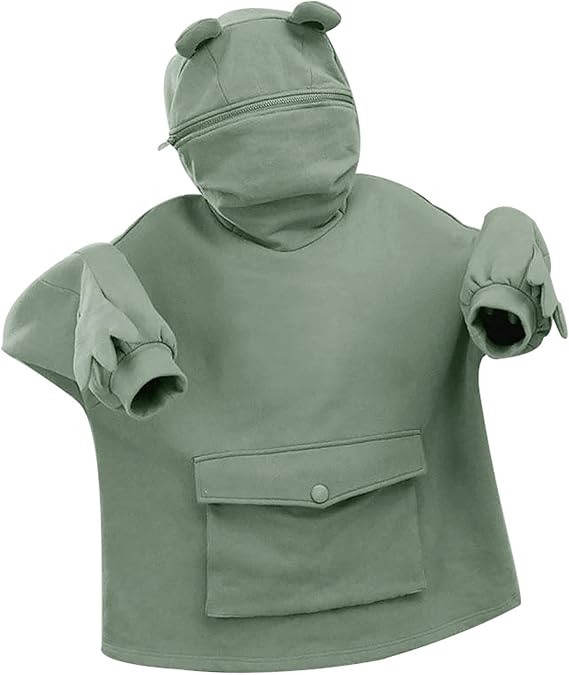 Amazon Liqiuxiang かえる柄 パーカー かわいい ロング トレーナー 韓国ファッション レディース 萌え トップス 森ガール ゆったり スウェット カジュアル フード付き プルオーバー 大きいサイズ オーバーサイズ ビックシルエット キュート トレーナー パーカー 通販