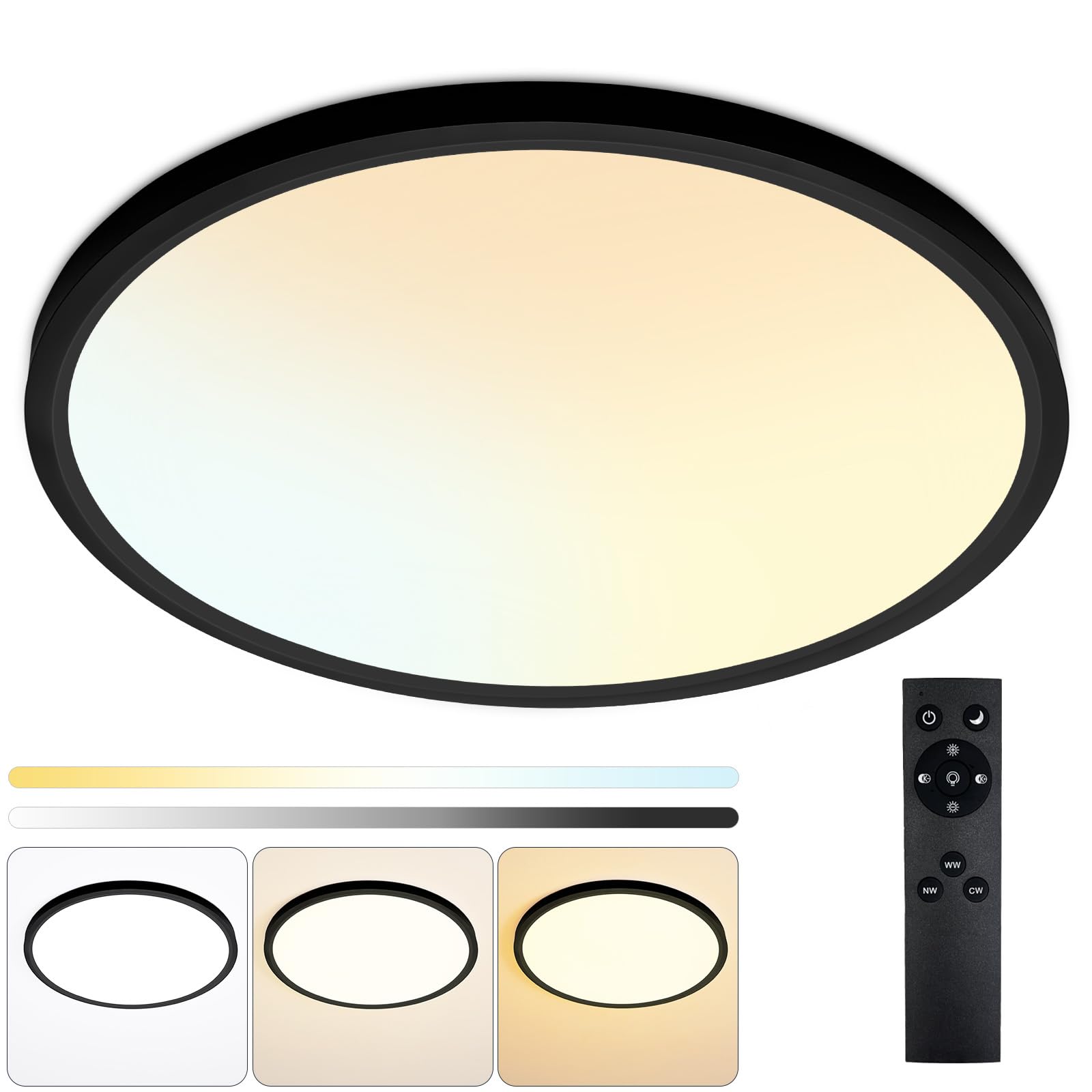 HOVENLA 20 Inch LED Flush Mount Ceiling Light Fixture - 40W Dimmable ...