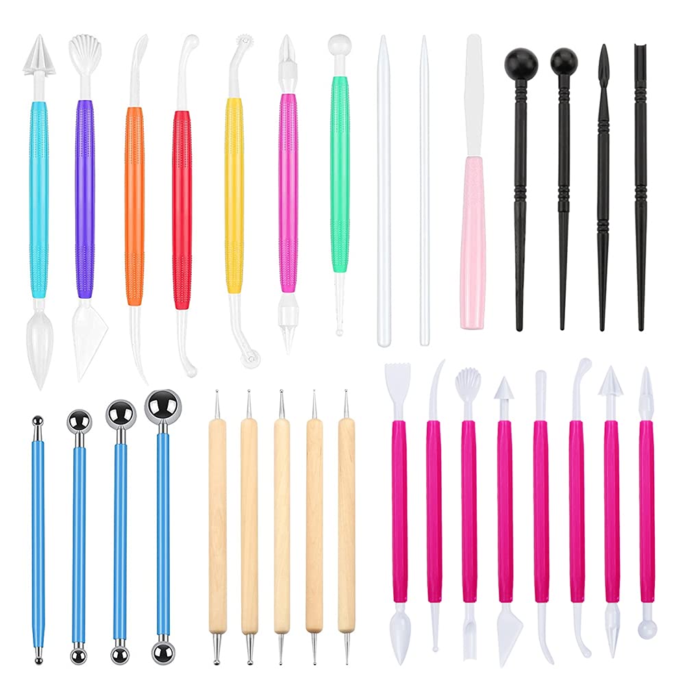Set of 31 Fondant Pottery Decorating Sculpting Tools, Sugarcraft Cake Cookie Clay DIY Modeling Decorating Hand Sculpting Supplies