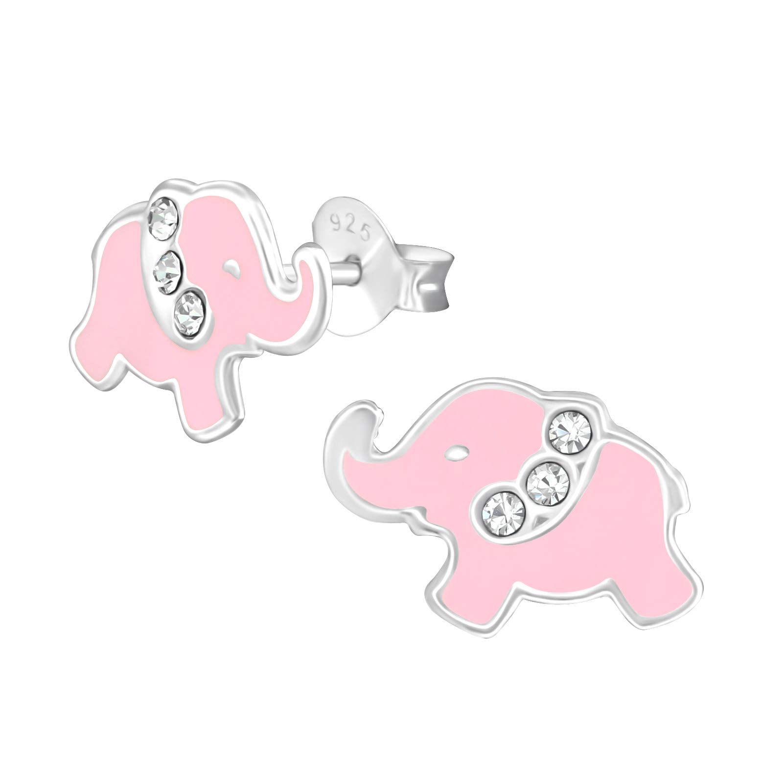 925 Sterling Silver Lightweight Hollow-Back Women 925 Sterling Silver Pink Elephant Stud Earrings for Women & Girls – Everyday Jewellery Gift Boxed