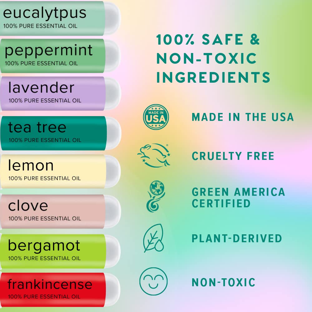 MOXĒ Nasal Inhalers Bundle, 8 Essential Oils, 100% Pure and Undiluted, Therapeutic Grade, No-Mess Portable Aromatherapy, Includes Eucalyptus, Peppermint, Lavender, Wintermint, Made in USA (Pack of 8)…