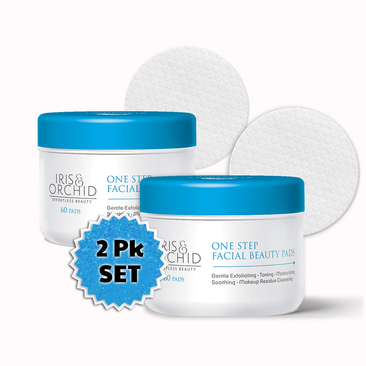 Natural Vegan 4-in-1 Facial Cleansing Pad 2PK (120 Pads Total)| Essence Toner Soaked Face Beauty Pads | Exfoliator, Skin Moisture Treatment Facial Pads for Sensitive, Dry, Oily, Combination Skin