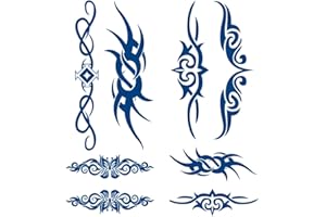 4 Sheets Semi Permanent Tribal Tattoo Tribal Tattoos Semi-Permanent Temporary Tattoos Arm Tattoos Fake Tattoos 15-day Thorn