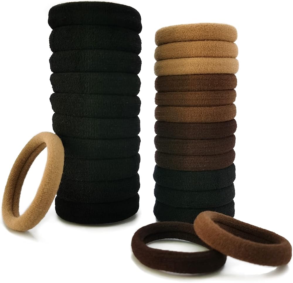 Yedtreg Hair Bobbles 30pk Soft No Damage Ties for Thick Curly Hair Natural