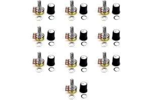 JZK 10pcs B10K Potentiometer knob with 6mm Shaft, Linear Taper Rotary Volume B 10k Potentiometer knob, B10K Ohm 3 Terminal Ro