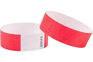 L LIKED 100 Pcs 1.9x25 cm Wrist Bands, Red Paper Wristbands for Events, Waterproof Tamper-Proof Event Bracelets for Concerts,