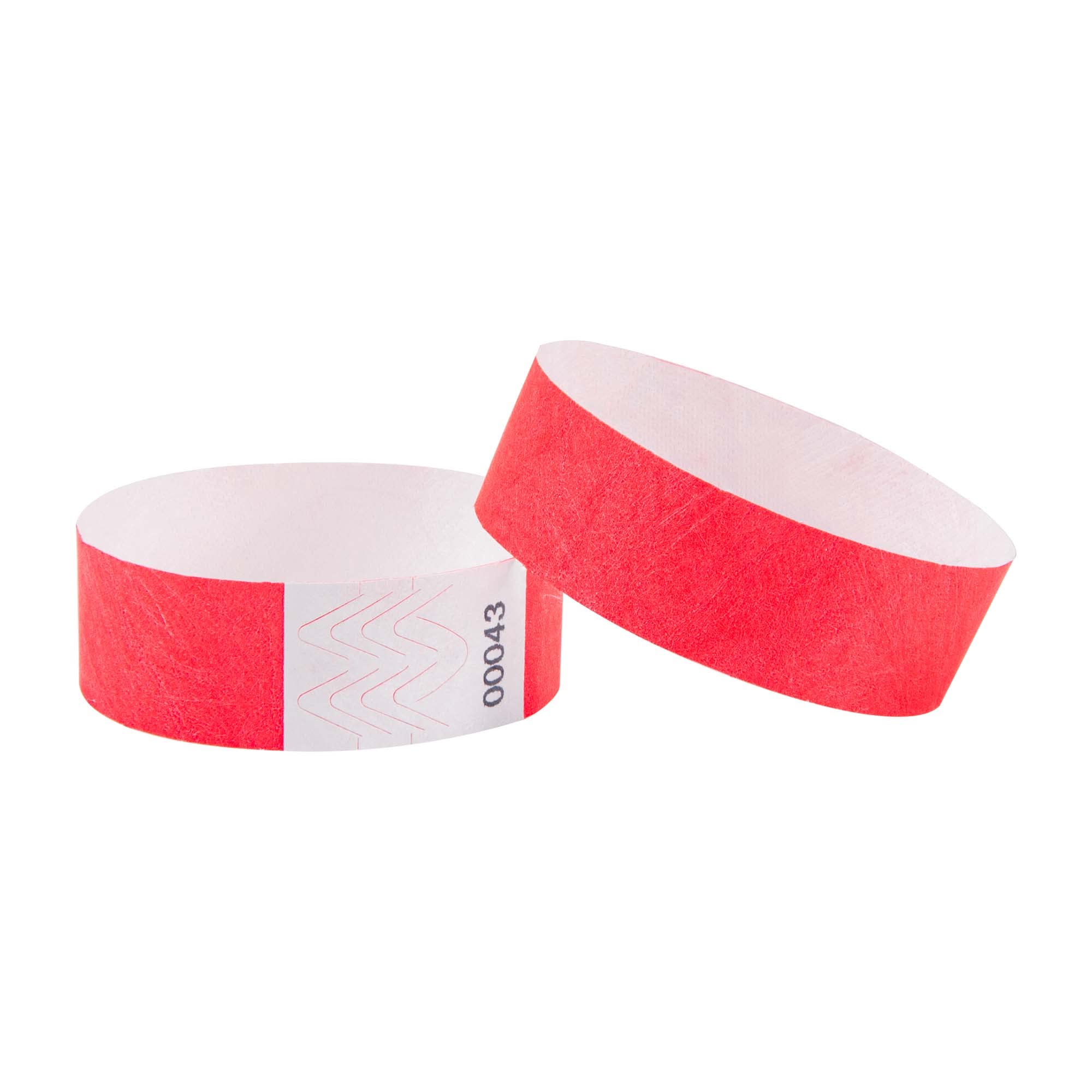 L LIKED 100 Pcs Numbered Wristbands for Events, Waterproof Paper Neon Wristbands Party Bands Entrance Wrist Bands for Events Music Festival Concert Contest (Red)