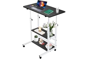 TBXWLRF Mobile Stand Up Desk，Laptop Desks Adjustable Height, Up Table with Wheels Double Layer Storage Computer Workstations. (15.7"x31.4",Black)