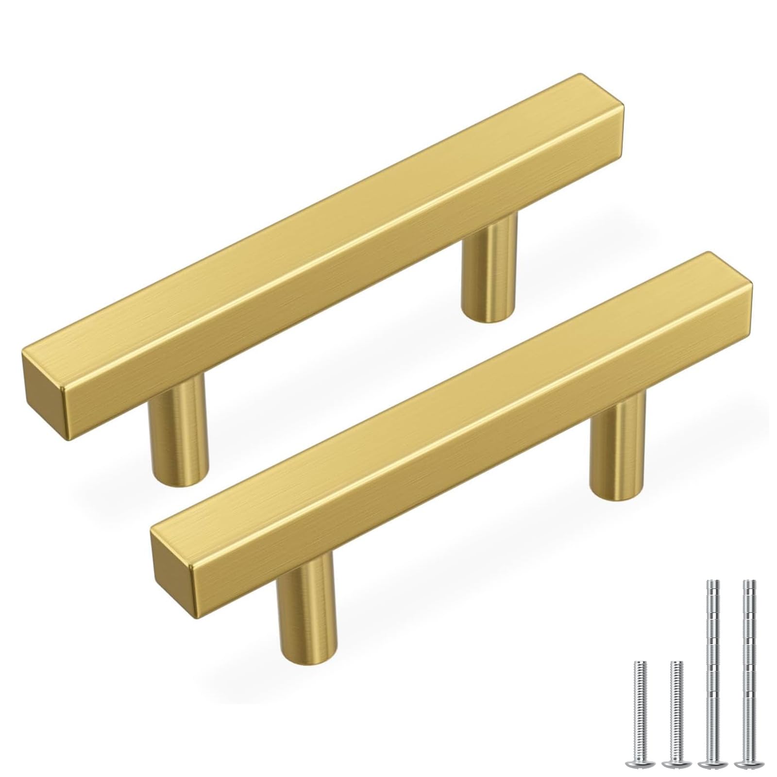 Photo 1 of Haidms 20 Pack 76mm/3in Gold Cabinet Handles Brushed Brass Drawer Pulls Square Bar Hardware Pull for Kitchen Cupboard Dresser
