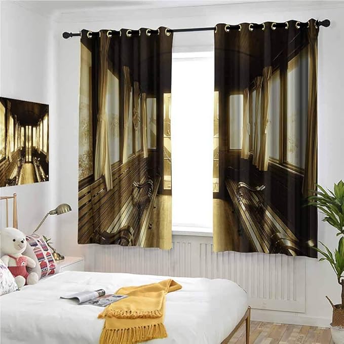 Cortinas con ojales, color marrón claro, 84 pulgadas de largo