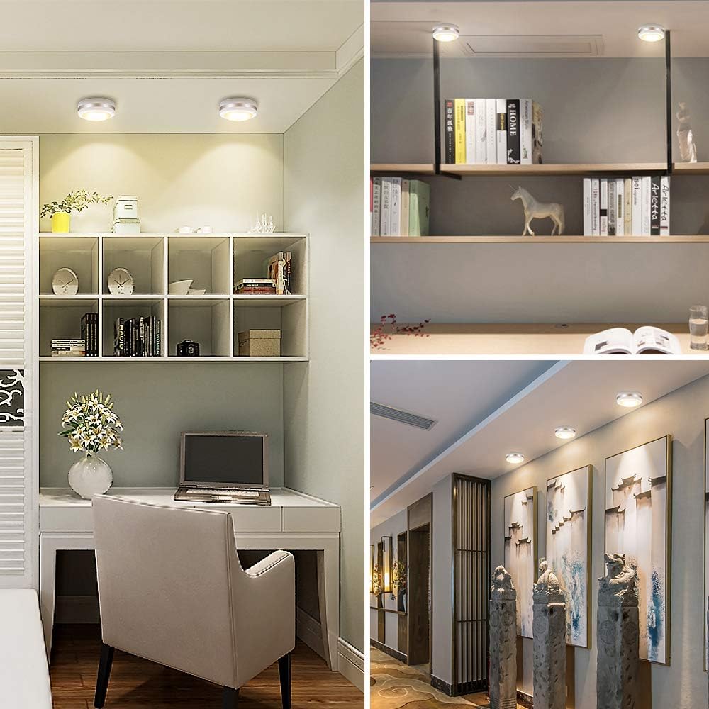 Cadrim Night Lights 6 Pack Under Cabinet Lights Closet Lighting Wardrobe Cupboard Lights with Remote Controls Battery Powered LED Lights Kitchen Bookcase Showcase Brightness Adjustable Wireless Timer - Image 4