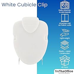 1InTheOffice Cubicle Clips, White, 40/Pack