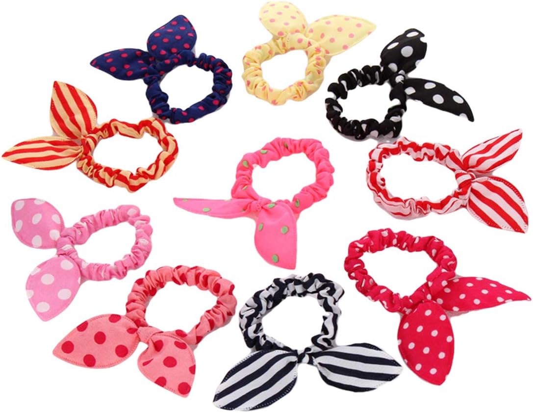 Hair Rope Headband Hair Band Hair Circle Head Jewelry Rabbit Ear Elastic Scrunchie Ponytail Hair 10pcs