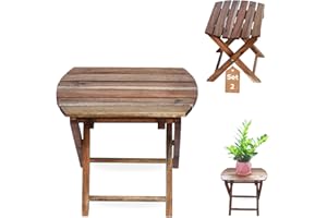 TIMBERHOLM Pack of 2 Outdoor Folding Side Tables, Small Folding Table Outdoor, Foldable Outdoor Side Table, Portable Side Table, Small Porch Table, Small Coffee End Table (Walnut, Oval)