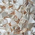 Chenkou Craft 60pcs Mini Satin Ribbon Bows Flowers 1"x3/4" Appliques DIY Craft Beige Color